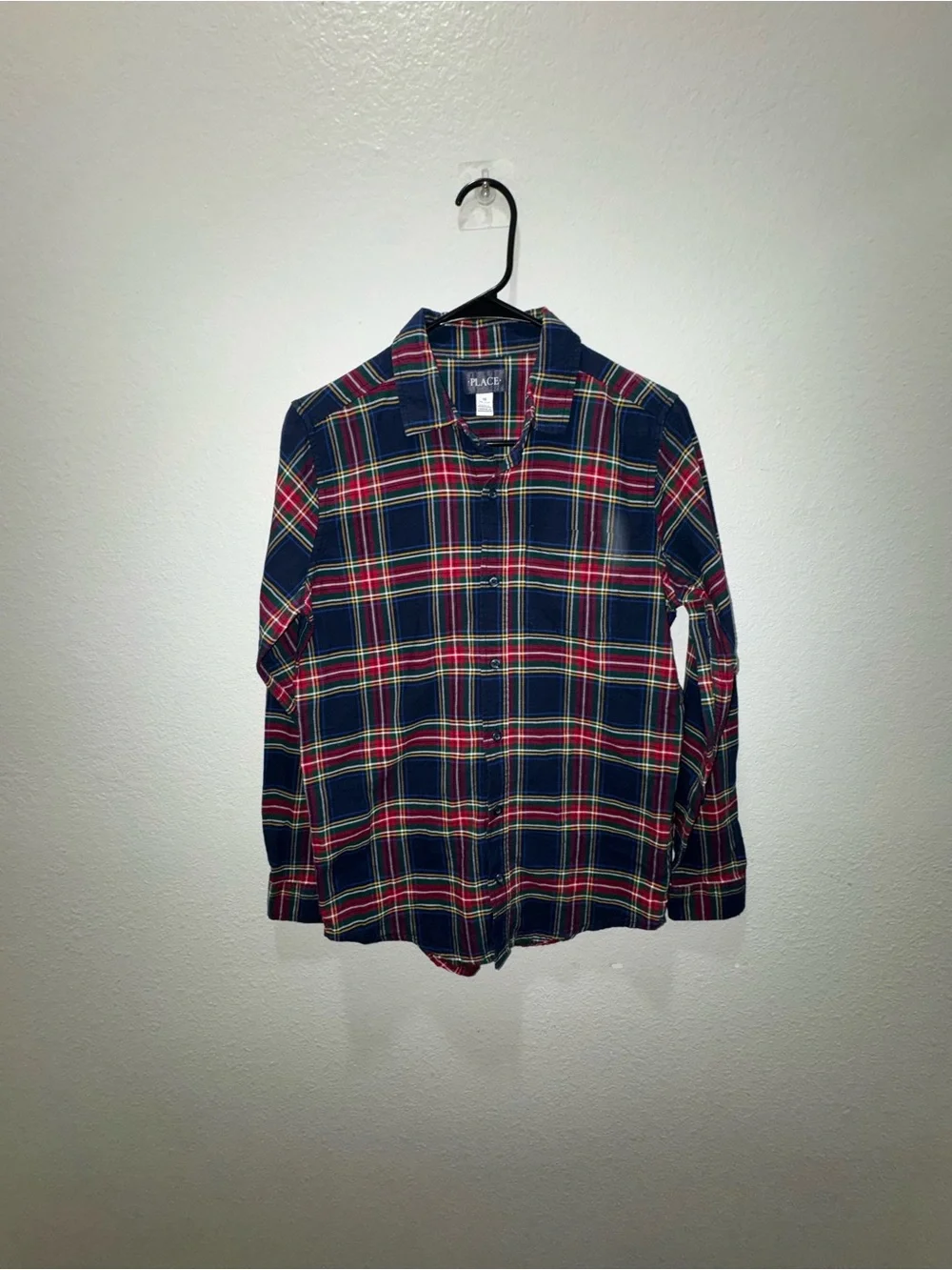 The Children's Place Plaid Button-Up Shirt - Navy Red Green